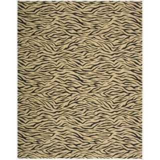 Cosmopolitan Beige Tiger Print Wool Rug (76 x 96)  