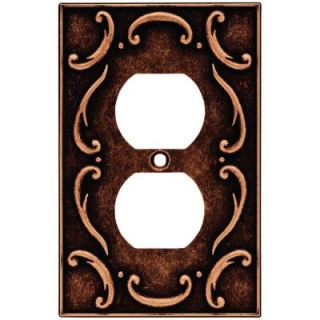 Liberty French Lace 1 Gang Duplex Wall Plate   Sponged Copper 64266