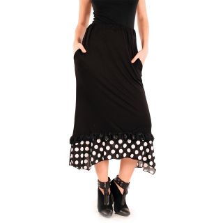 Firmiana Womens Black/ White Polka Dot Ankle Skirt  