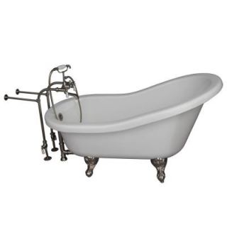 Barclay Products 5 ft. Acrylic Ball and Claw Feet Slipper Tub in White with Brushed Nickel Accessories TKADTS60 WBN1