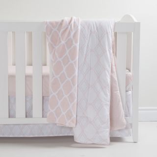 South Shore Pink and Gray 3 Piece Crib Bedding Set