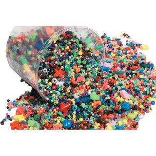 School Smart Bucket of Beads and Sizes, 3 lbs