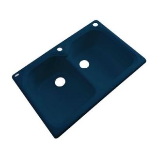 Thermocast Hartford Drop in Acrylic 33x22x9 in. 2 Hole Double Bowl Kitchen Sink in Navy Blue 44220