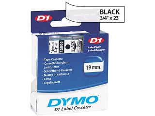 D1 Standard Tape Cartridge For Dymo Label Makers, 3/4In X 23Ft, Black