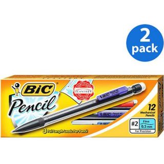 BIC 0.5mm Pencil, Black, 1 Dozen, 2 Pack