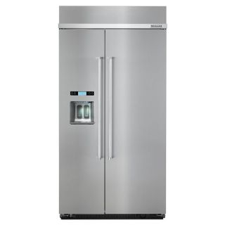 KitchenAid 25 cu ft Counter Depth Built In Side by Side Refrigerator with Single Ice Maker (Stainless Steel) ENERGY STAR