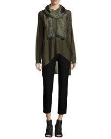 Eileen Fisher Sleek Tencel®/Merino Top, Long Silk Jersey Tunic, Silk Shibori Latitudes Scarf & Washable Stretch Crepe Ankle Pants