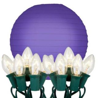 Lumabase 10 in. 10 Light Purple Paper Lantern String Lights 24310