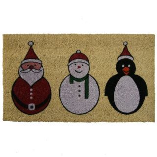 Rubber Cal Santa, Snowman and Penguin Coir Holiday Door Mat
