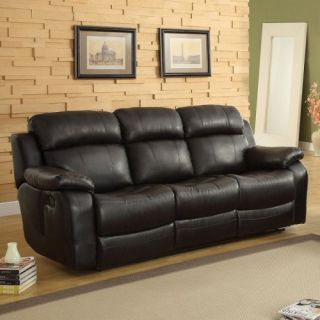 Darrin Leather Reclining Sofa with Console   Black