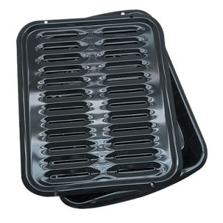Piece Porcelain Broiler Pan with Grill Set by Range Kleen