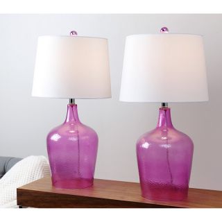 ABBYSON LIVING Luciana Purple Glass Table Lamp (Set of 2)