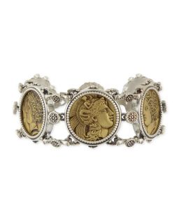 Konstantino Silver and Bronze Coin Chain Bracelet