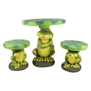 3 Piece Frog with Lily Pad Table & Chair Novelty Garden Patio Furniture Set