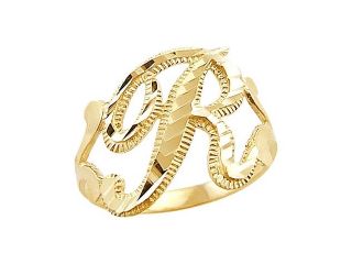 14k Yellow Gold Initial Letter Ring "R"
