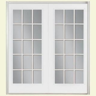 Masonite 72 in. x 80 in. Primed White Prehung Right Hand Inswing 15 Lite Fiberglass Patio Door with Brickmold 45937