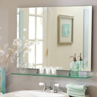 Décor Wonderland Frameless Roxi Wall Mirror with Shelf   31.5W x 23.6H in.   Mirrors