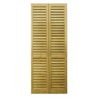Kimberly Bay 30 in. x 80 in. 30 in. Plantation Louvered Solid Core Unfinished Wood Interior Closet Bi fold Door DPBPLLC30