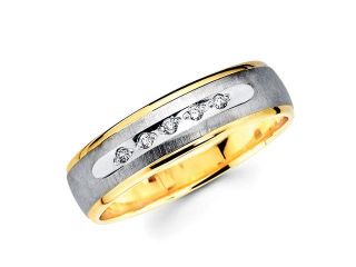 Men's Diamond Wedding Ring 14k Multi Tone Gold Band (0.05 Carat)