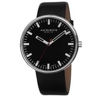 Akribos XXIV Mens Swiss Quartz Genuine Leather Strap Watch
