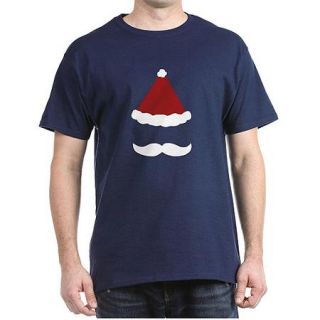  Men's Mustache Santa Dark T Shirt