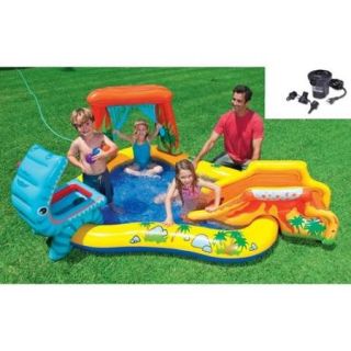 Intex Dinosaur Play Center Inflatable Kids Swimming Pool + Quick Fill Air Pump