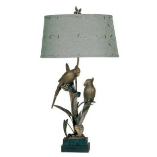 31 in. Aged Gold Twin Parrot Metal Table Lamp with Shade 07T545