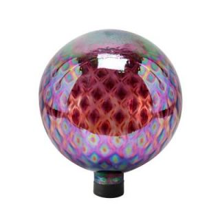Alpine 10 in. Purple Glass Gazing Globe with Diamond Pattern GRS284