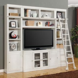 Parker House Boca Space Saver Library Wall Entertainment Center Bookcase   Cottage White   Bookcases