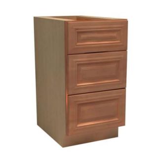 Home Decorators Collection 15x28.5x21 in. Dartmouth Assembled Deep Desk Base Cabinet with 3 Drawers in Cinnamon DDR15 DCN