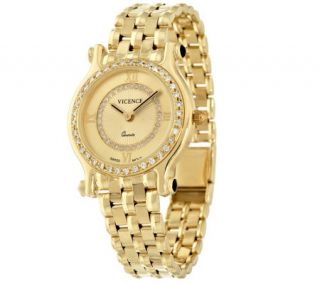 As Is Vicence 1/2 ct tw Diamond Panther Link Band Watch 14K Gold   J321253 —