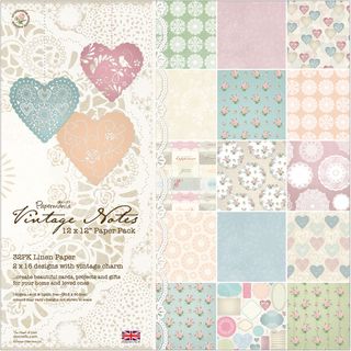Papermania Vintage Notes Paper Pack 12