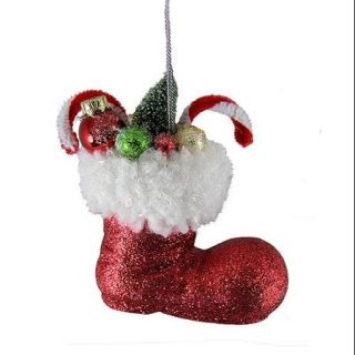 4.5" Santa Claus Classics Red Glitter Boot With Gifts Christmas Tree Ornament