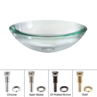 KRAUS Edge Vessel Sink in Clear Glass with Pop Up Drain and Mounting Ring in Gold GV 150  G