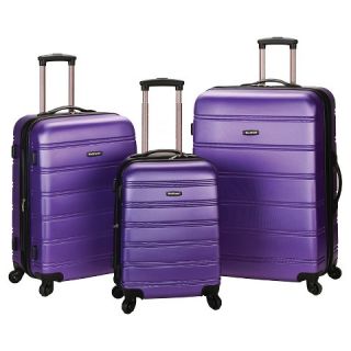 Rockland Melbourne 3 Piece Expandable ABS Spinner Luggage Set   Purple