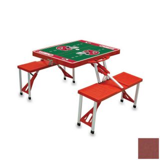 Picnic Time Red Rectangular Picnic Table with Benches