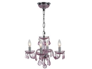 Clarion Collection 4 light Chrome Finish and Pink Crystal Chandelier