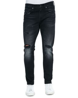 7 For All Mankind Paxtyn Destroyed Denim Jeans, Black