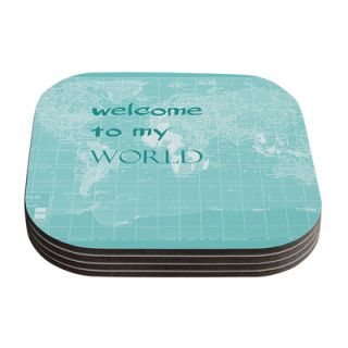 KESS InHouse Welcome to my World Quote by Catherine Holcombe Coaster