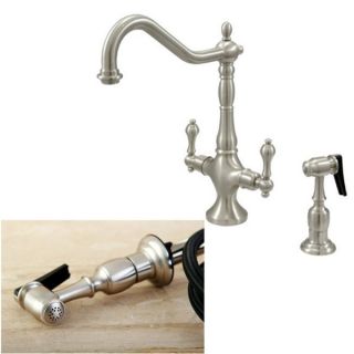 Heritage Satin Nickel Two Hole Mount Kitchen Faucet