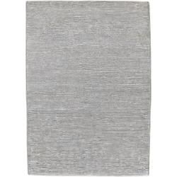 Hand knotted Solid Grey Casual Silver Winged Semi Worsted Wool Rug (2