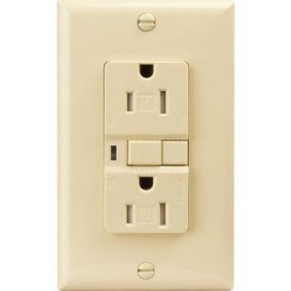 Cooper Wiring Devices Specification Grade 15 Amp 125 Volt Duplex GFCI with Mid Size Wall Plate   Ivory TRVGF15V M