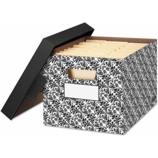 Bankers Box STOR/FILE Decorative Medium Duty Storage Boxes, Letter, Black/White Brocade