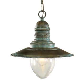 Lustrarte Ancora 11.81 in W Antique Green Pendant Light with Metal Shade
