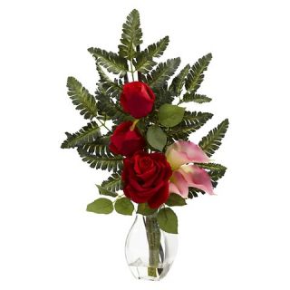 Nearly Natural Rose & Calla w/Vase Arrangement