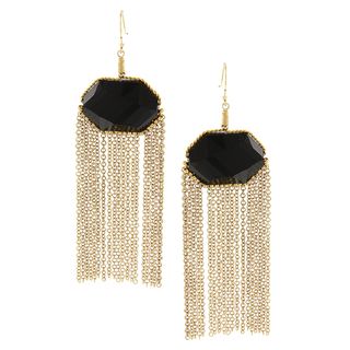 Goldtone Black CZ Tassle Earrings