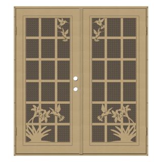TITAN French Hummingbird Powder Coat Desert Sand Aluminum Surface Mount Double Security Door (Common 72 in x 80 in; Actual 74.5 in x 81.5 in)