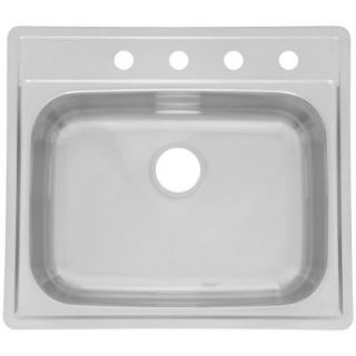 FrankeUSA Top Mount Stainless Steel 25x22x8.5 4 Hole Single Bowl Kitchen Sink SSK854NB