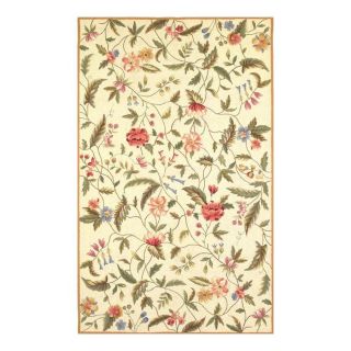 KAS Rugs Classy Casual Rectangular Cream Floral Hand Hooked Wool Area Rug (Common 8 ft x 11 ft; Actual 8 ft x 10.5 ft)