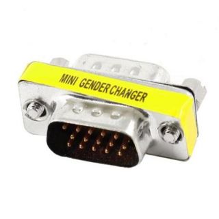 VGA 15 Pin Male to Male Serial Mini Gender Changer Adapter Coupler